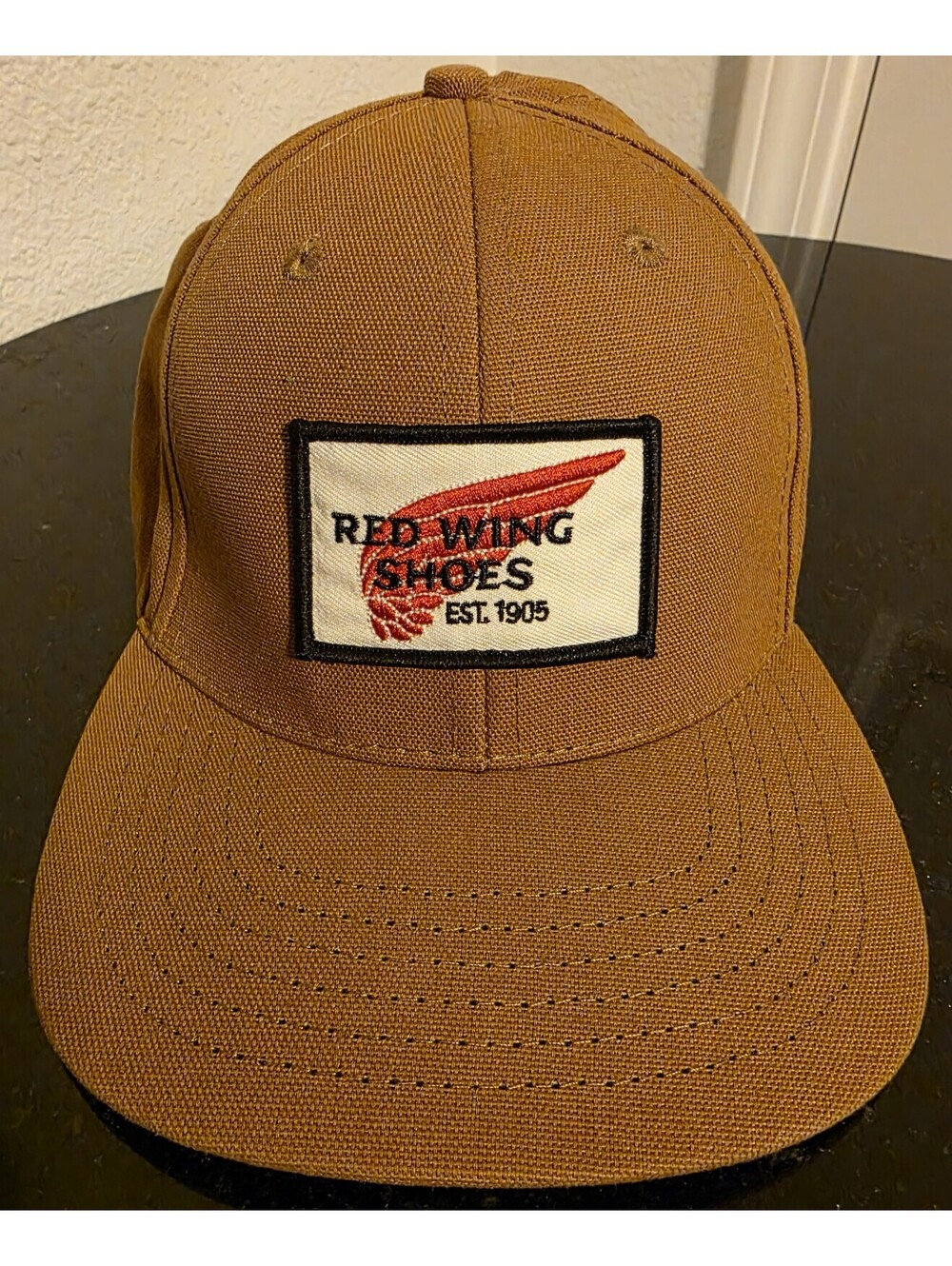 NEW RED WING SHOES Est. 1905 Snapback Baseball Cap Hat Camel Brown Canvas